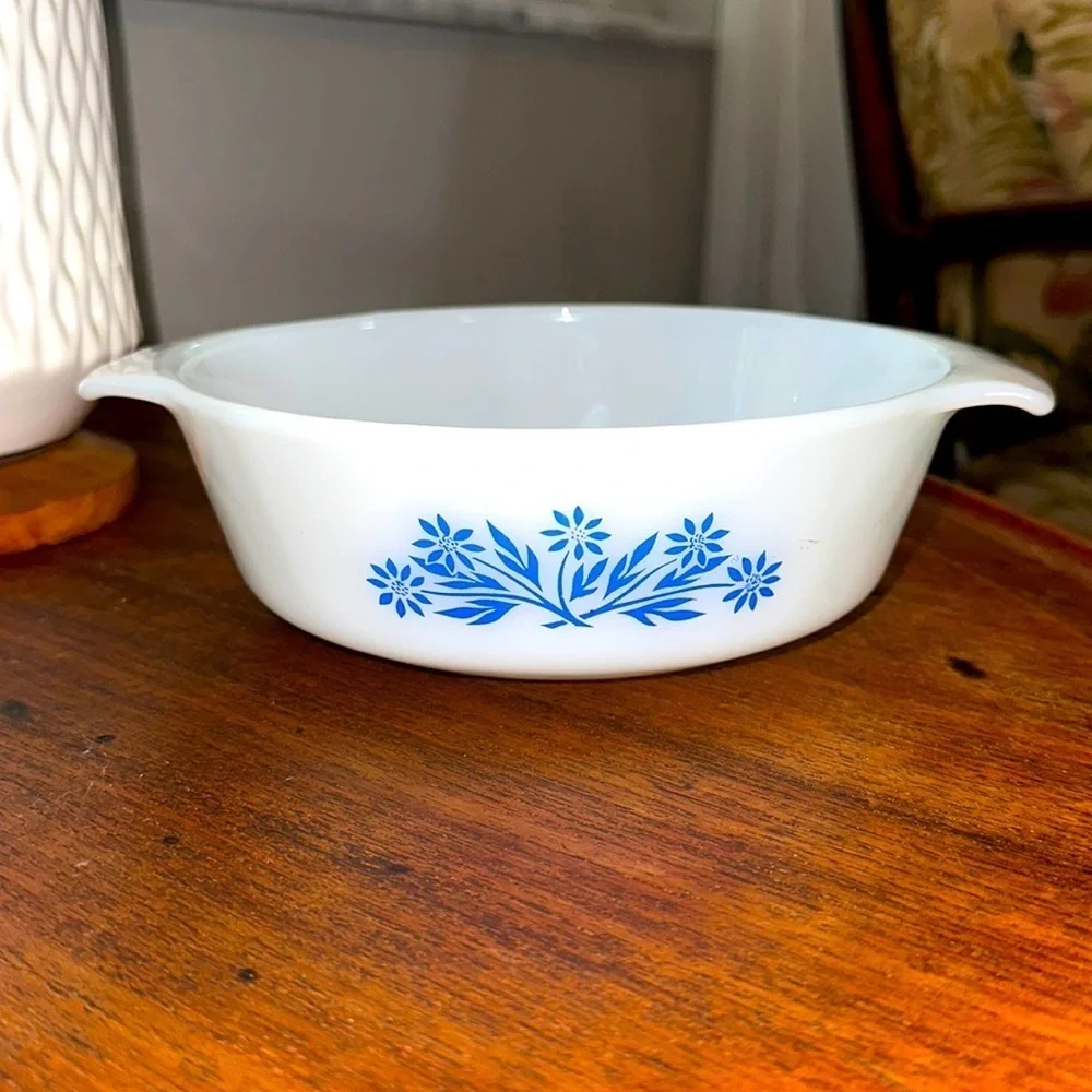 Fire King casserole dish 1 qt Vintage Cornflower